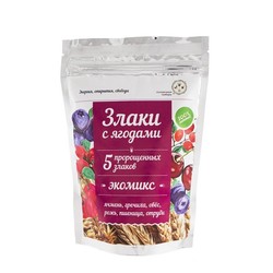 Экомикс злаковый с ягодами - сухой завтрак из пророщенных злаков, 200 г
